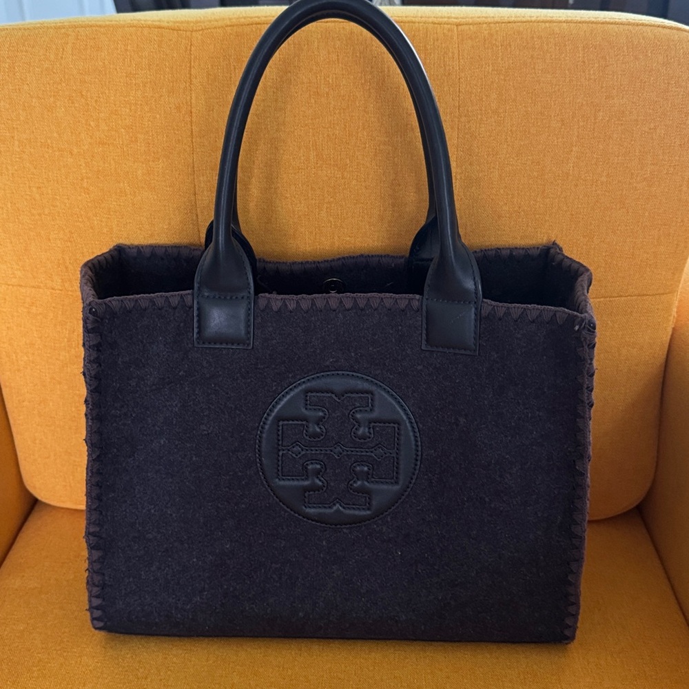 Tory Burch Blue Wool Tote Bag